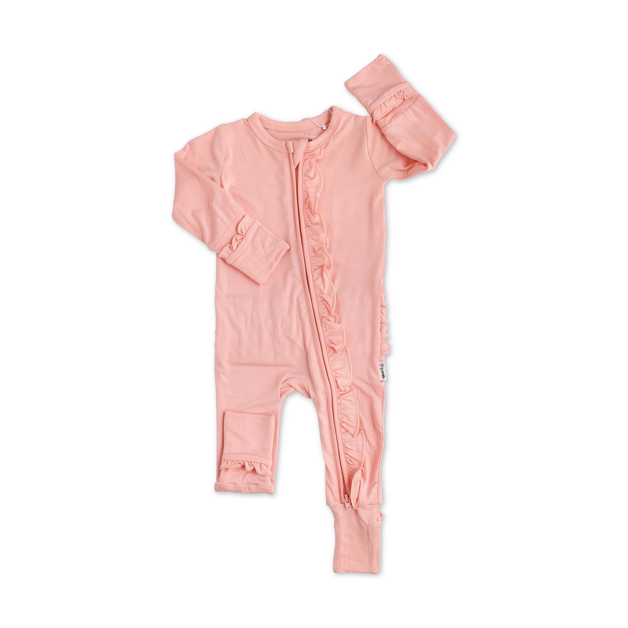 Bamboo Baby Pajama Sleepies Little Baby Ruffle Zip Olivia Pink: 0-3m