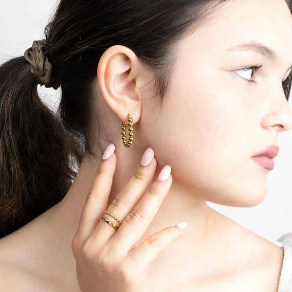 14K Gold Filled PLUS Circle Ball Hoop Earrings: Gold