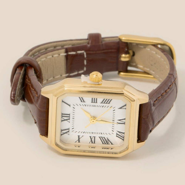 Thin Leather Strap Vintage Square Watch: BKSB