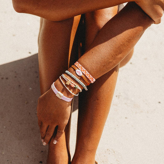 "Roxy Pink Tropics" Pink & Coral Island Vibe Hair Tie Bracelets: Small