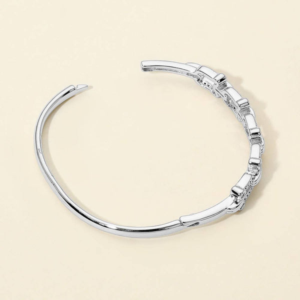 CZ Pave Industrial Chain Link Hinged Bangle Bracelet: Gold