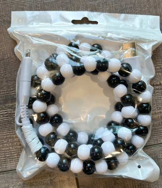 Beaded Phone Charger with Lightning & USB-C Cable: Greens