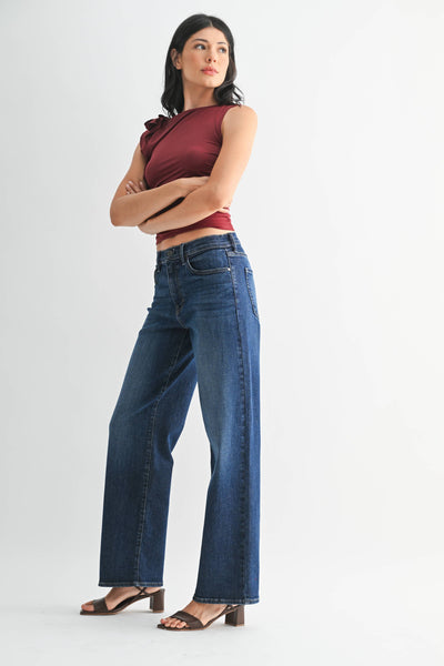 Loose Straight w/ Regular Hem - DARK DENIM - BP484J: 24 - Lulu Bella Boutique