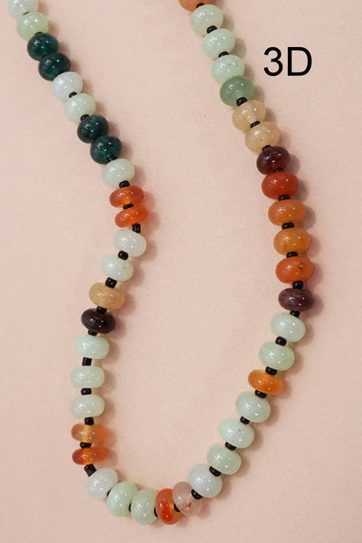 NATURAL AGATE GLASS SEMI PRECIOUS BEAD NECKLACE | 80N896: 1A - Lulu Bella Boutique