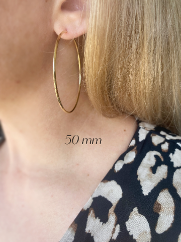18k Gold Filled Endless Hoop Earrings Gold Hoops 20mm, 30mm,: Hoop 50mm
