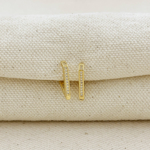 18k Gold Filled V Shape CZ Clicker Hoop Earrings - Lulu Bella Boutique