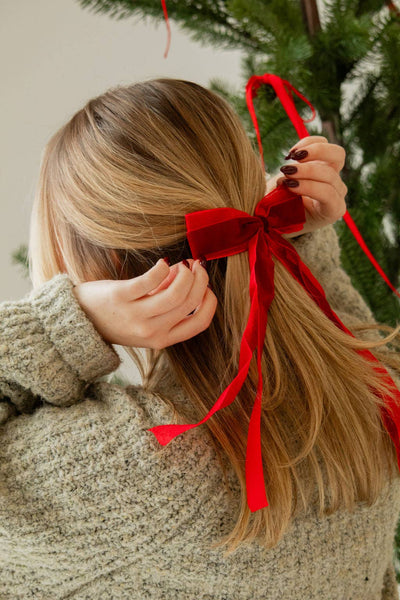 Chiffon + Velvet Bow: Red