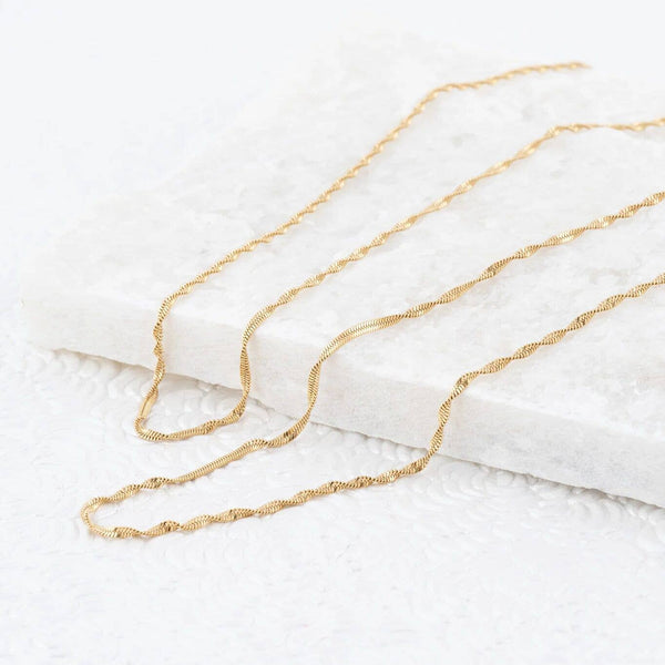14K Gold Filled Plus™ Singapore Chain Necklace: Gold / 16"+2"