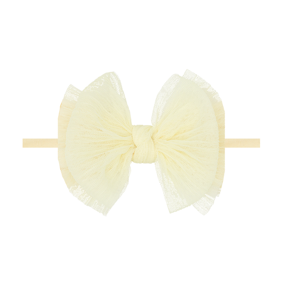 Baby Bling® Tulle FAB® Skinny nylon headband with tulle bow: Pleated Rose Quartz - Lulu Bella Boutique