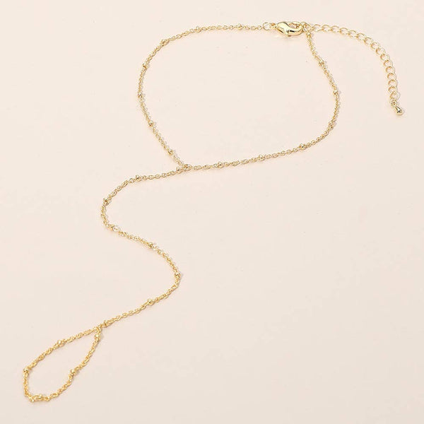 Delicate Beaded Hand Chain Bracelet: Rhodium - Lulu Bella Boutique