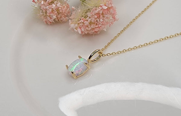 OVAL SHAPE OPAL NECKLACE.: White - Lulu Bella Boutique