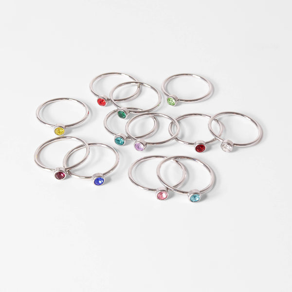 Stainless Steel Birthstone Stacking Ring: January / 5
