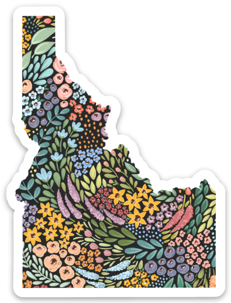 Idaho Floral State Sticker, 3x3 in.: Countryside Blooms - Lulu Bella Boutique