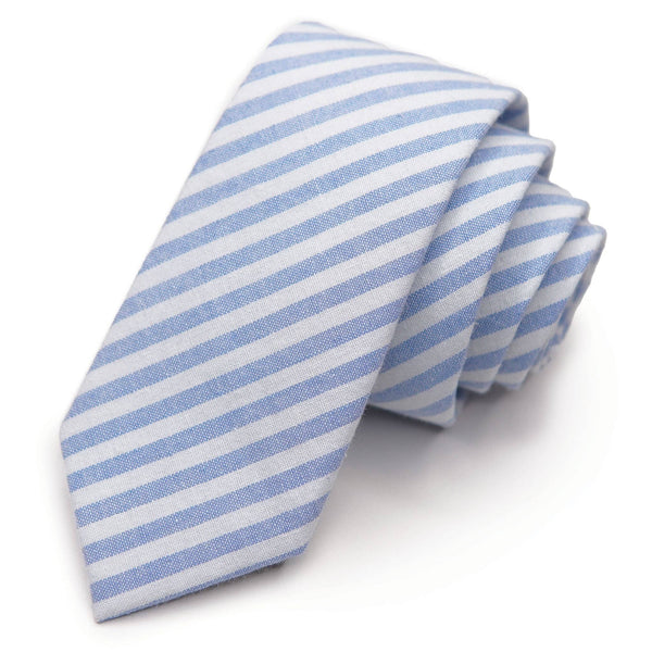 Robin Egg Stripe - Men's Tie: Mens Modern - 2.5" wide x 58" long