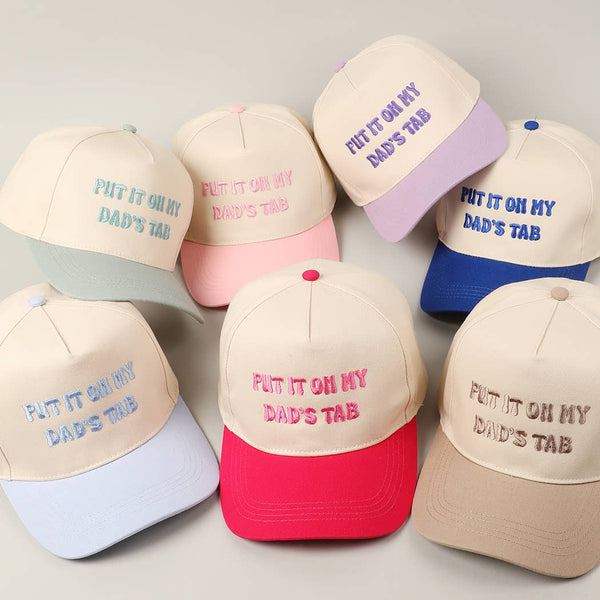 Put It On My Dad's Tab Embroidery Two-Tone Hat: LT BLUE / ONE SIZE - Lulu Bella Boutique