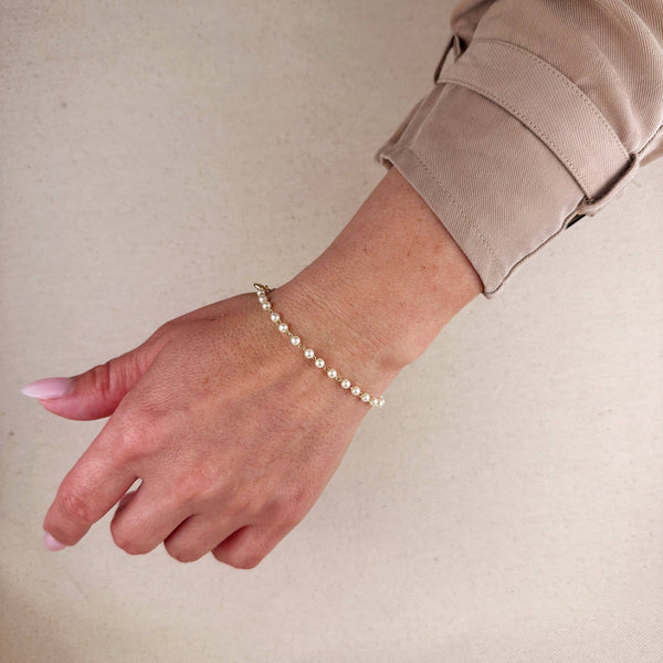 18k Gold Filled 3mm Pearl Bracelet: 7.25 inches - Lulu Bella Boutique