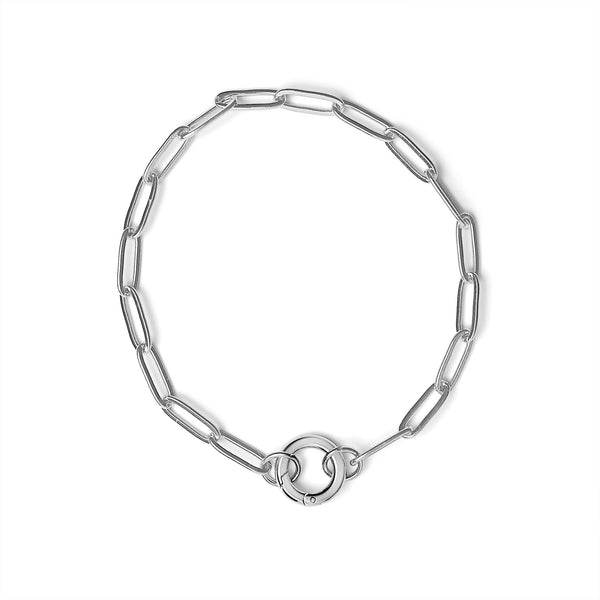 Stainless Steel Paperclip with Charm Keeper Chain Bracelet: 7.5" / Stainless