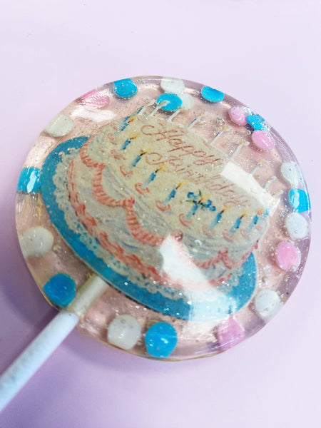 Vintage Chocolate Birthday Cake Flavored Sprinkle Lollipops  - Lulu Bella Boutique