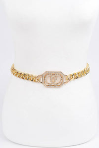 Rhinestone OO Twisted Chain Belt: GOLD - Lulu Bella Boutique