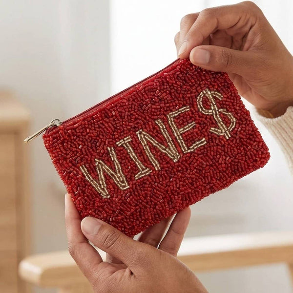 Wines Seed Beaded Coin Purse: RED - Lulu Bella Boutique