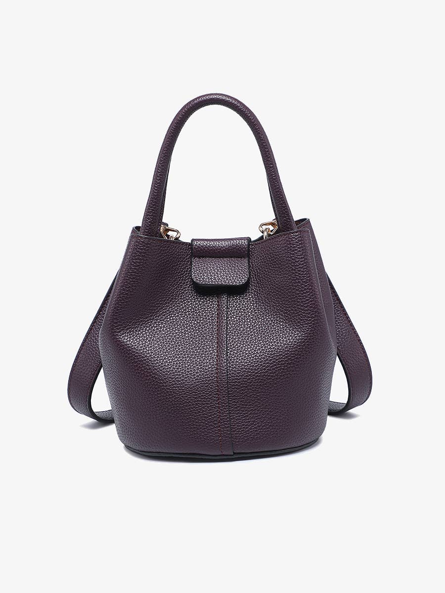 M2528 Farrah Bucket Bag w/ Top Handle & Inner Bag: Cherry Lacquer - Lulu Bella Boutique