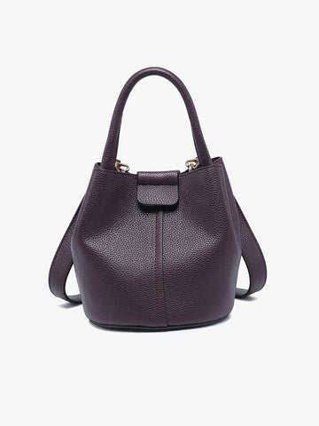 M2528 Farrah Bucket Bag w/ Top Handle & Inner Bag: Cherry Lacquer - Lulu Bella Boutique