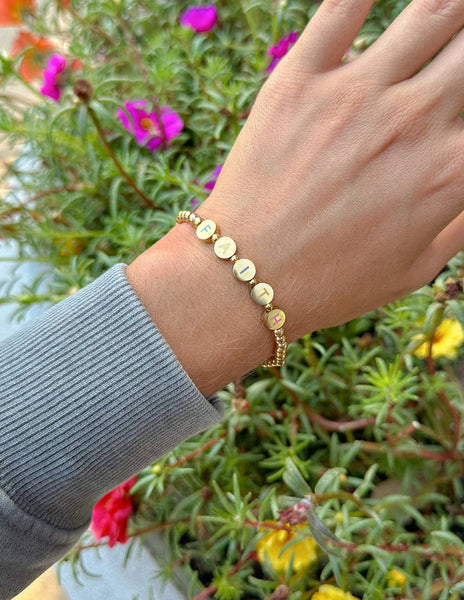 Gold Faith Letter Bracelet: Small - Lulu Bella Boutique