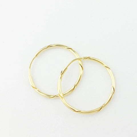 18k Gold Filled Continuous Twisted Tube Hoop Earrings Endless Style: 25mm
