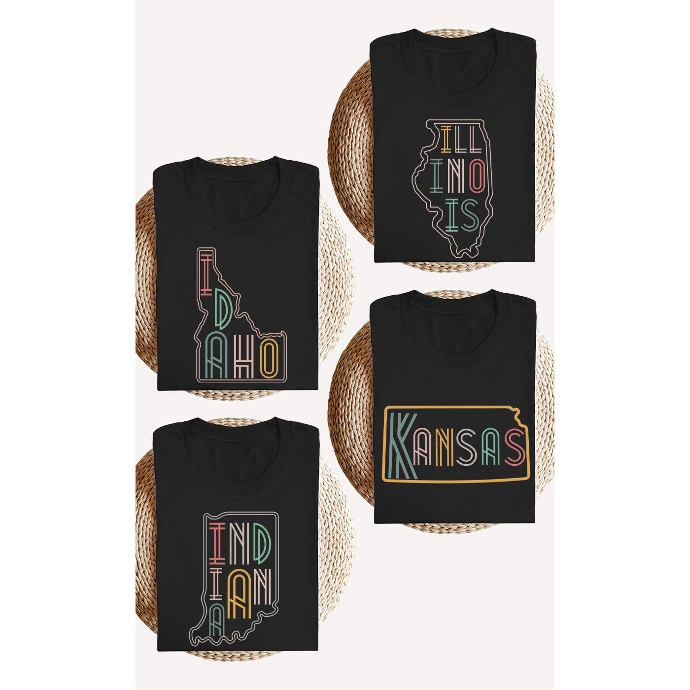 Idaho Neon State Shape Graphic Tees - Lulu Bella Boutique