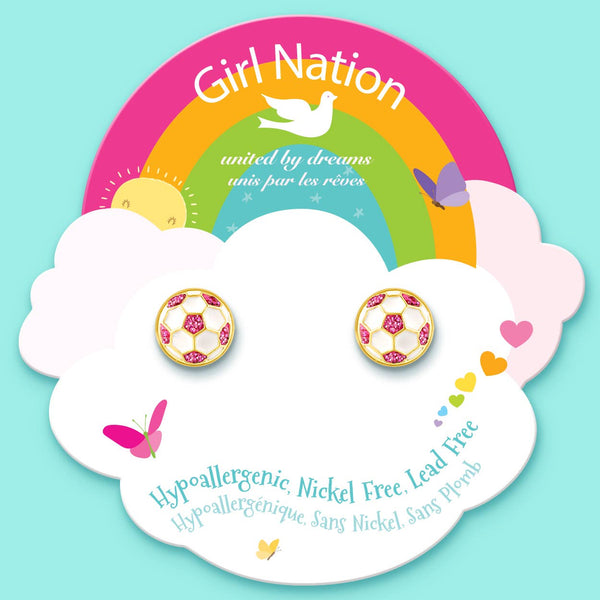 Glitter Soccer Ball Cutie Stud Earrings