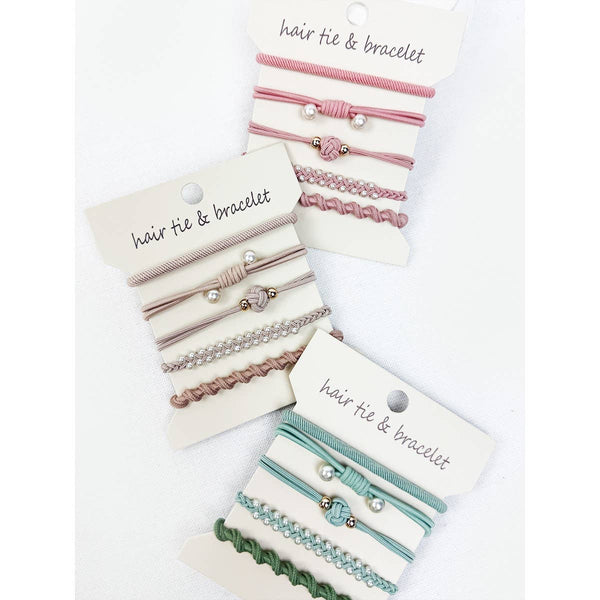 Boho Inspired Pearl Detail Hair Tie Bracelets: MIX COLOR / ONE(6) - Lulu Bella Boutique