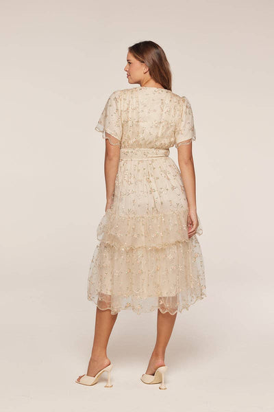 Mesh Embroidery Dress: Peach/Sage / S - Lulu Bella Boutique