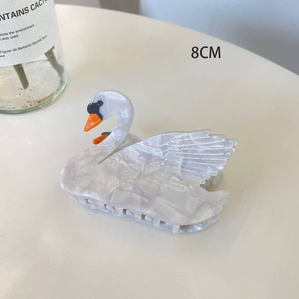 FASHIONABLE WHITE SWAN ACETIC ACID HAIR CLIP_CWAHA0549: Black / (OS) 2 - Lulu Bella Boutique