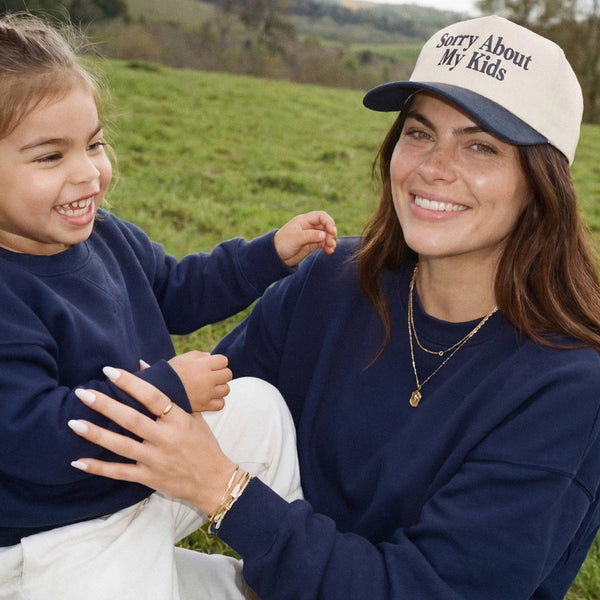 C.C SORRY ABOUT MY KIDS Letter Two Tone Trucker Hat: Black - Lulu Bella Boutique