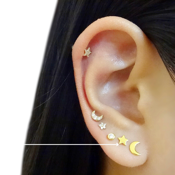 Star Screw Flat Back Cartilage Earrings: Gold