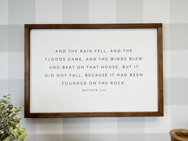 And the Rain Fell, and the Floods Came | Wall Art: White / Light Oak / 17x13" - Lulu Bella Boutique