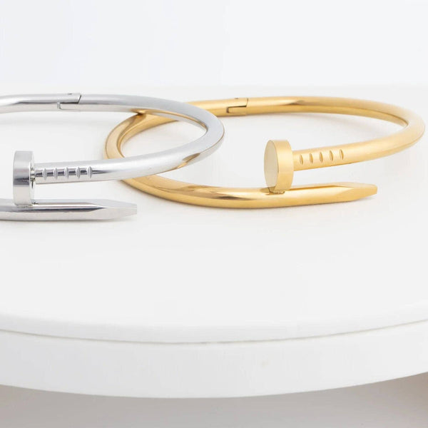 18K Gold PVD Stainless Steel Nail Bangle : Gold - Lulu Bella Boutique
