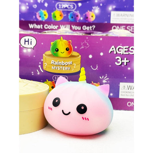 Mystery Rainbow Unicorn Dumpling Squishy with Steamer: MIX COLOR / ONE(12)
