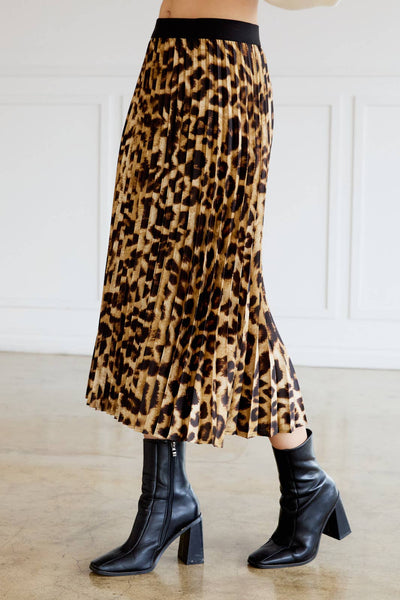 Animal Print Pleated Midi Skirt - Lulu Bella Boutique