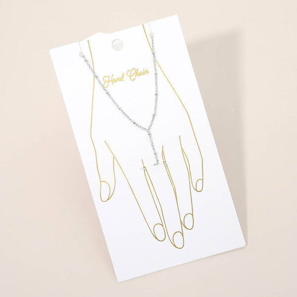 Delicate Beaded Hand Chain Bracelet: Rhodium - Lulu Bella Boutique
