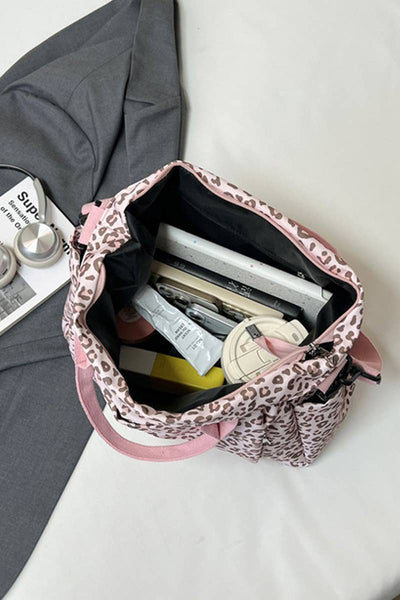 Leopard Caryall Diaper Tote Bag: PINK