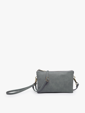 M013 Riley Monogrammable 3 Compartment Crossbody/Wristlet: Earth Grey - Lulu Bella Boutique