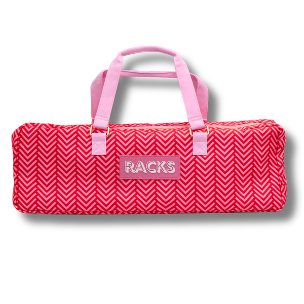 Mahjong Rack Bag  |  Fits 20" Racks + Folded Mat : Stripes- Pink & Red Rack Bag