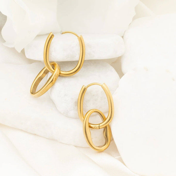 14K Gold Filled PLUS™ Interlocked Oval Pendant Earrings: Gold
