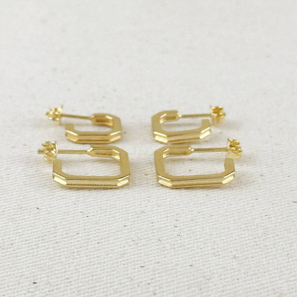18k Gold Filled Square C-Hoop Earrings: 17mm - Lulu Bella Boutique