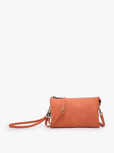 M013 Riley Monogrammable 3 Compartment Crossbody/Wristlet: Earth Grey - Lulu Bella Boutique