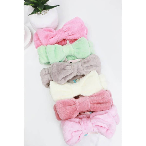 Solid Beauty Spa Bow Headband: MIX COLOR / ONE(12)
