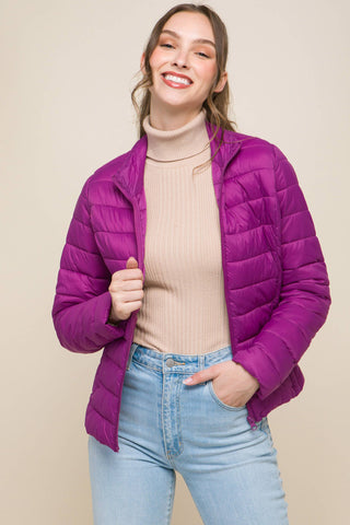 Ultra Lightweight Padded Thermal Zip Up Jacket: VIOLET