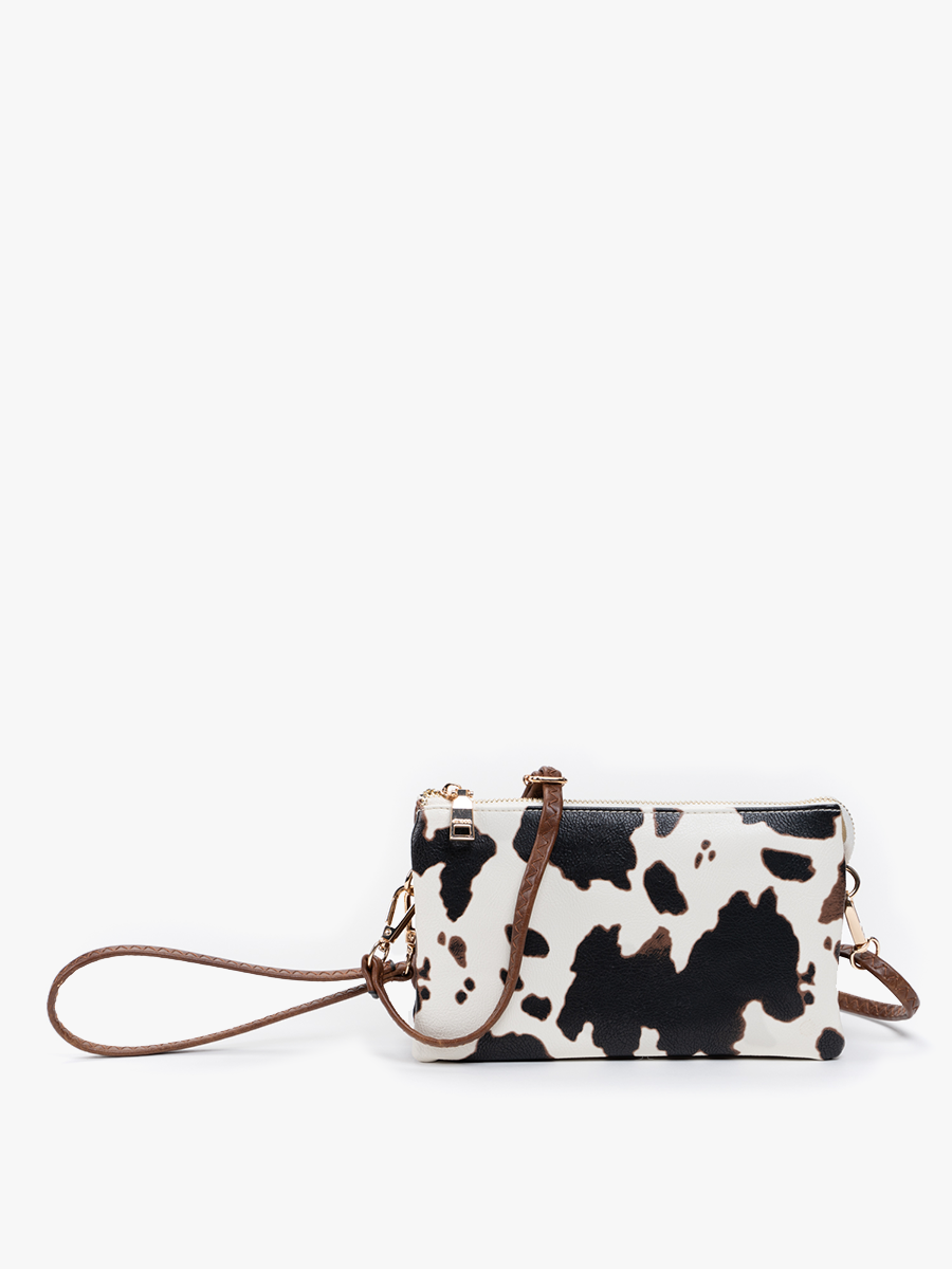M013COW Riley Cow 3 Compartment Crossbody/Wristlet - Lulu Bella Boutique