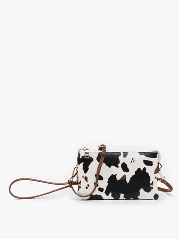 M013COW Riley Cow 3 Compartment Crossbody/Wristlet - Lulu Bella Boutique